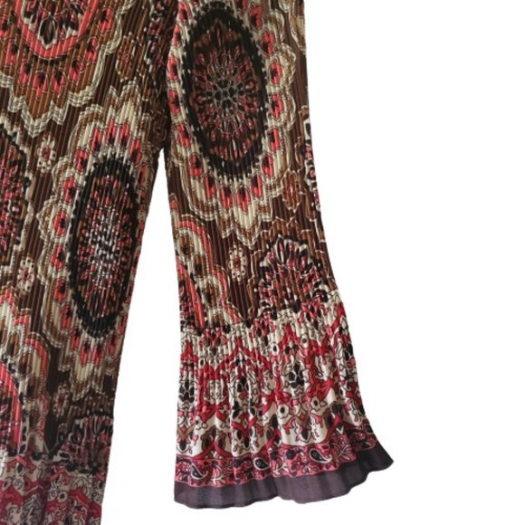 Signature By Larry Levine Crinkle Ruched 3/4 Bell Sleeve Vintage Blouse Sz Large - Picture 5 of 14